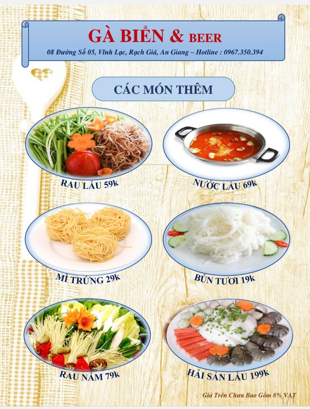 Thực đơn - Các Món Thêm