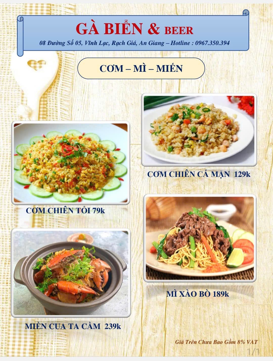 Thực đơn - Cơm - Mì - Miến