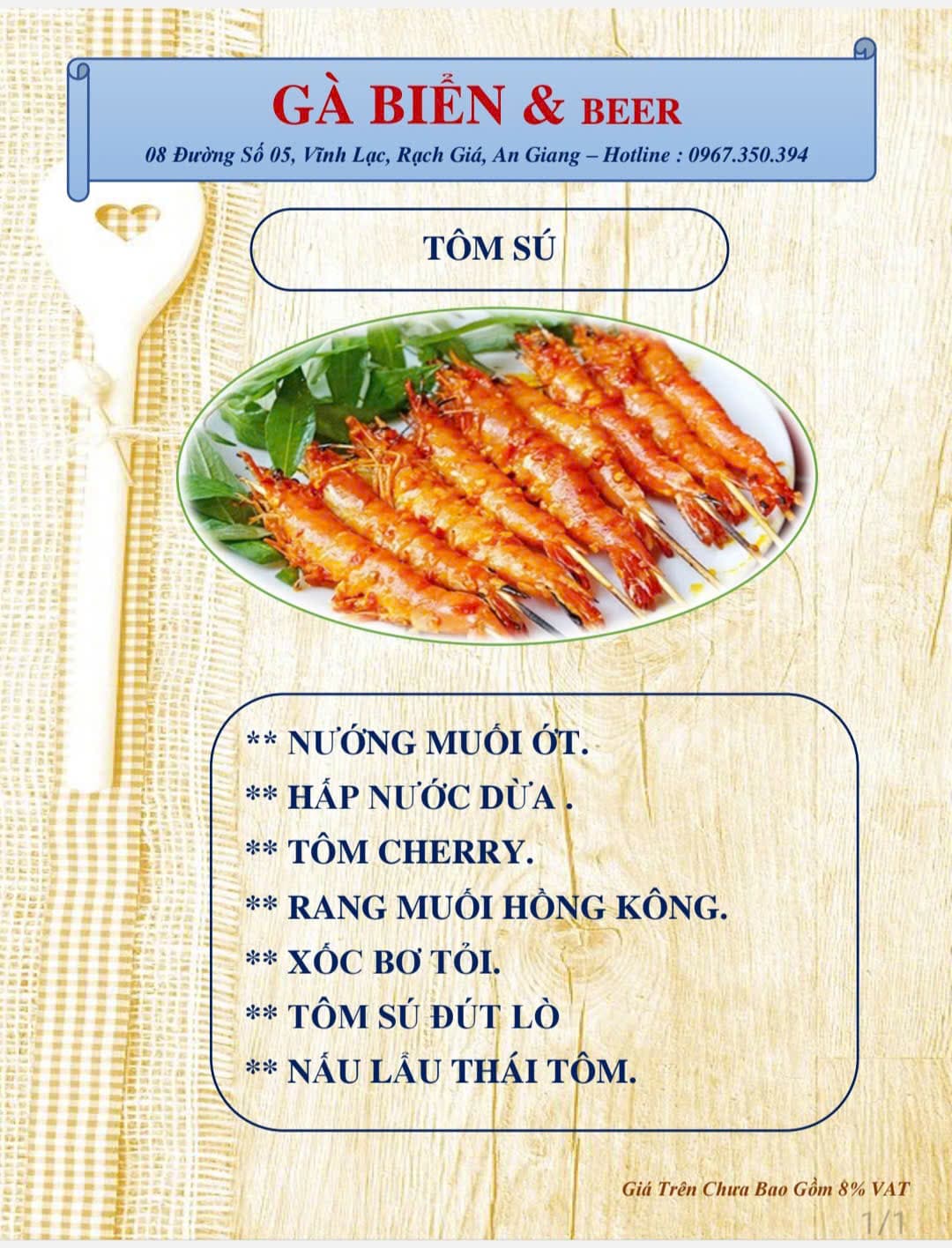 Thực đơn - Tôm Sú