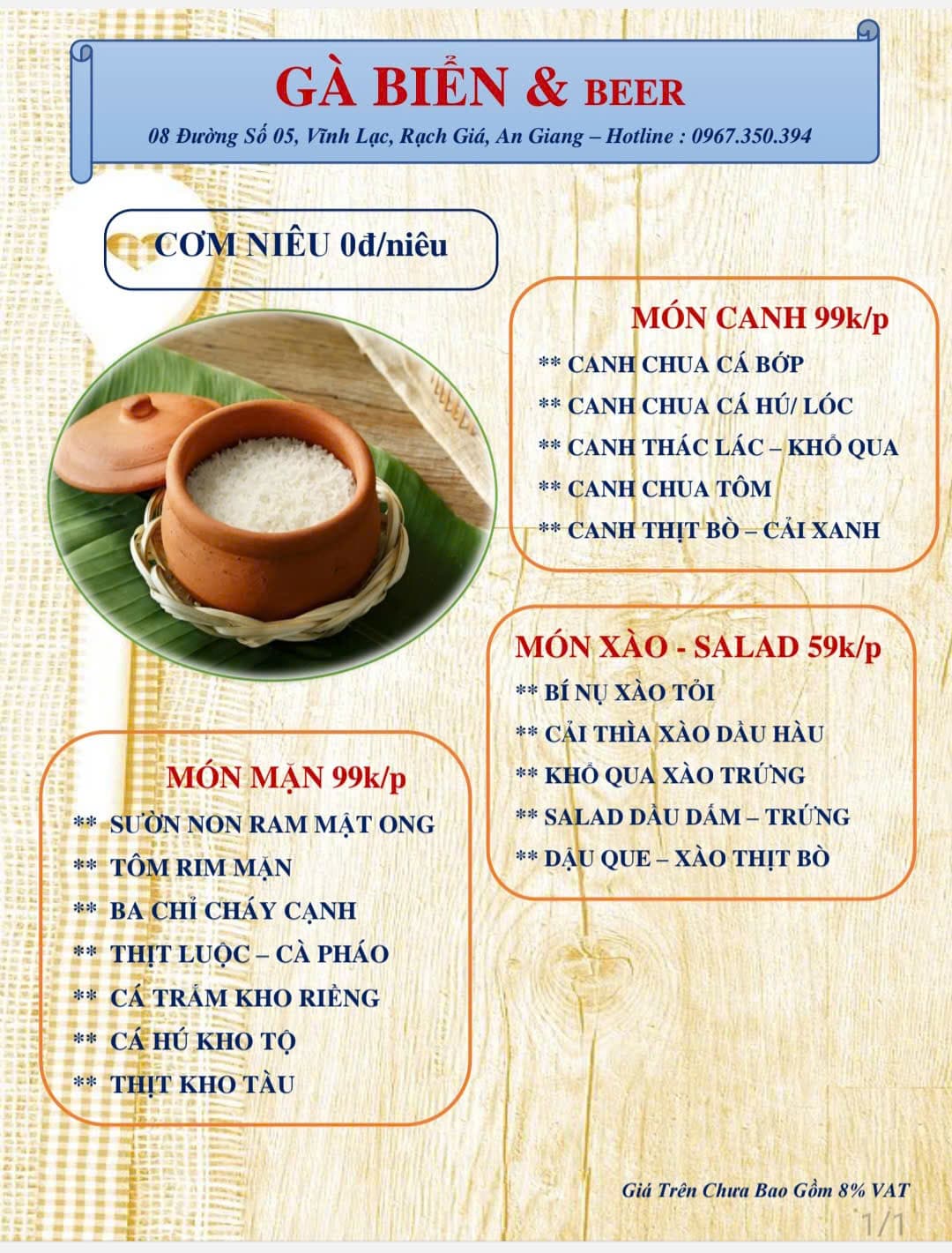 Thực đơn - Cơm Niêu