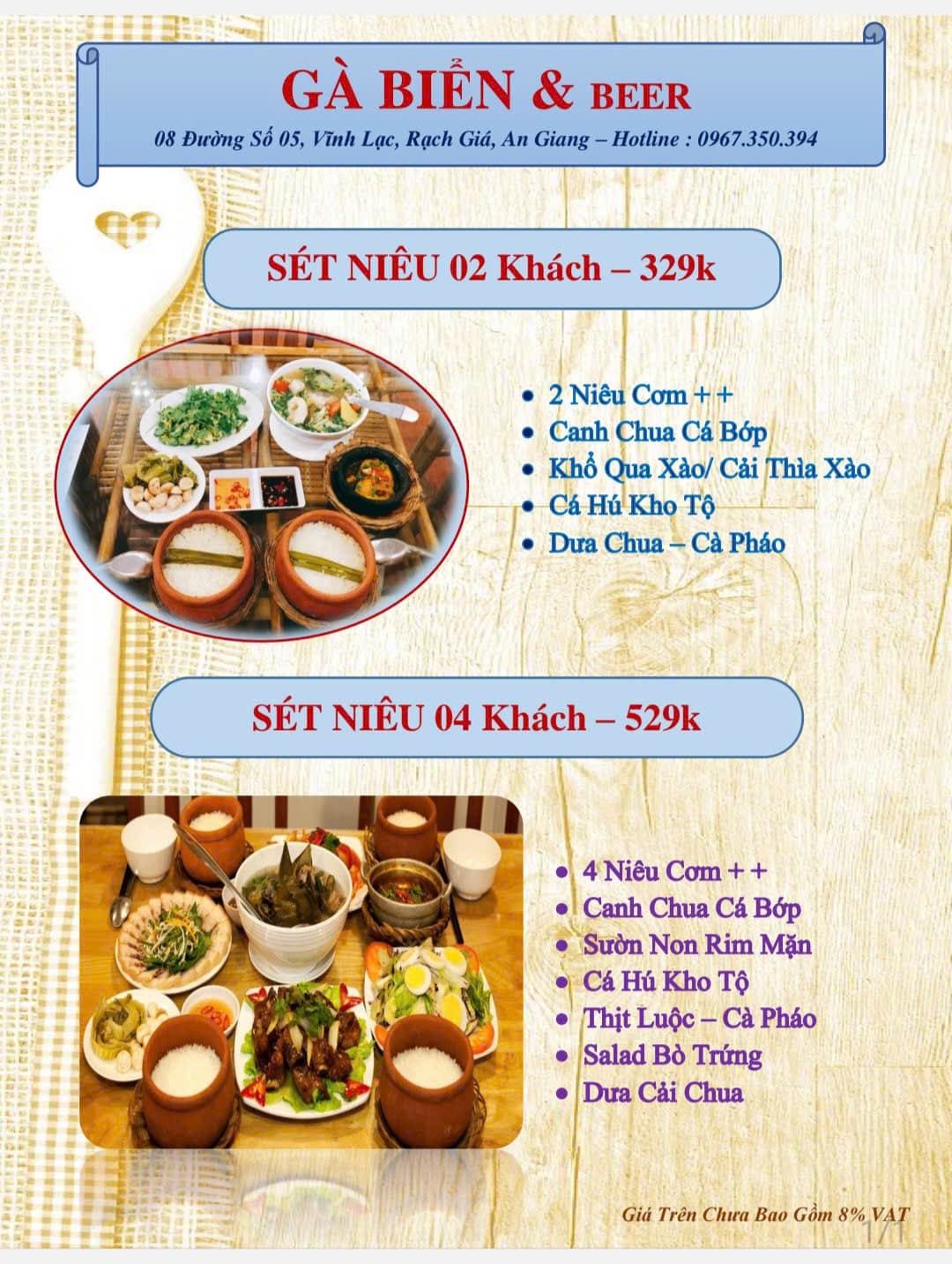 Thực đơn - Sét Niêu