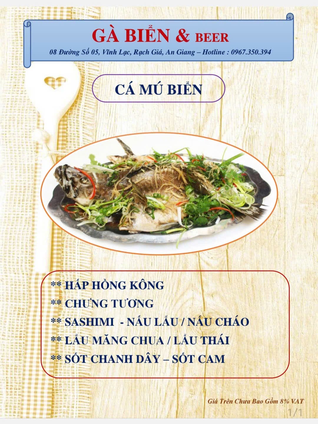 Thực đơn - Cá Mú Biển